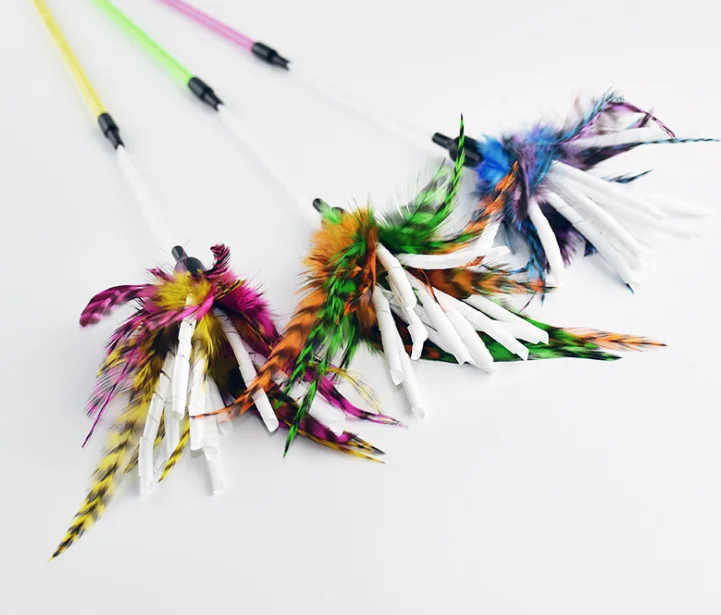 Usd1.75/шт. Стильная игрушка для кошек тизер игрушки с колокольчиком и перьями