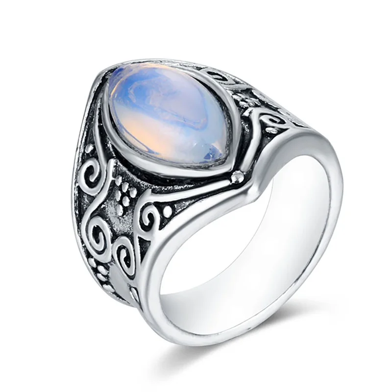 FNIO 1 шт. винтажное серебряное кольцо с большим камнем для женщин модная богемная