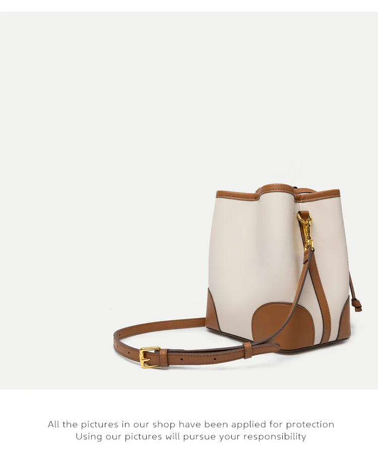 

OUSSON 2021 New Design Leather Ladies Fashion Bucket Bag Exquisite Crossbody Bag Drawstring Bag