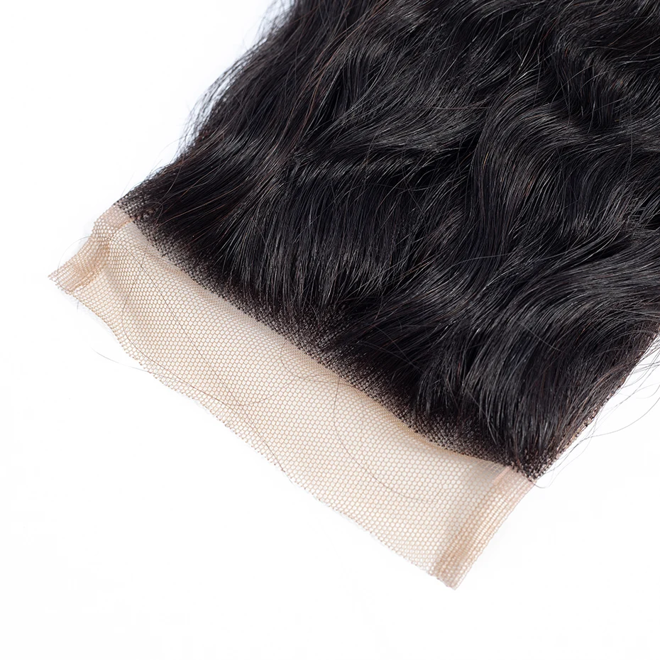 

RUI MIE SI Kinky Straight Hair 4x4 Lace Free Part Closure With Baby Hair Peruvian Remy Hair Natural Black Color Yaki Human Hair