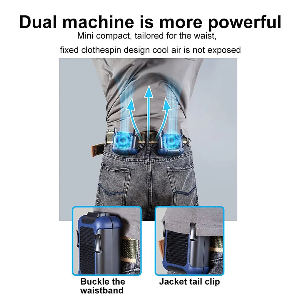 

Summer Camping Fishing USB Hanging Clip on Waist Belt Hands-free Air Cooling Fan hand fan cooler fan Hand-free fan
