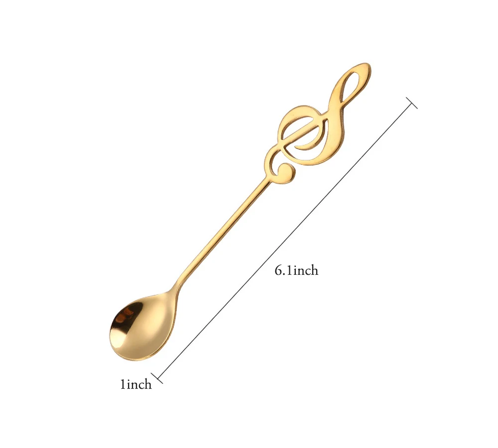 

Stainless Steel Coffee Spoons Mirror Polished Gold Music Symbol Dessert Spoon Coffee Bar Kitchen Supplies Tea Accessories