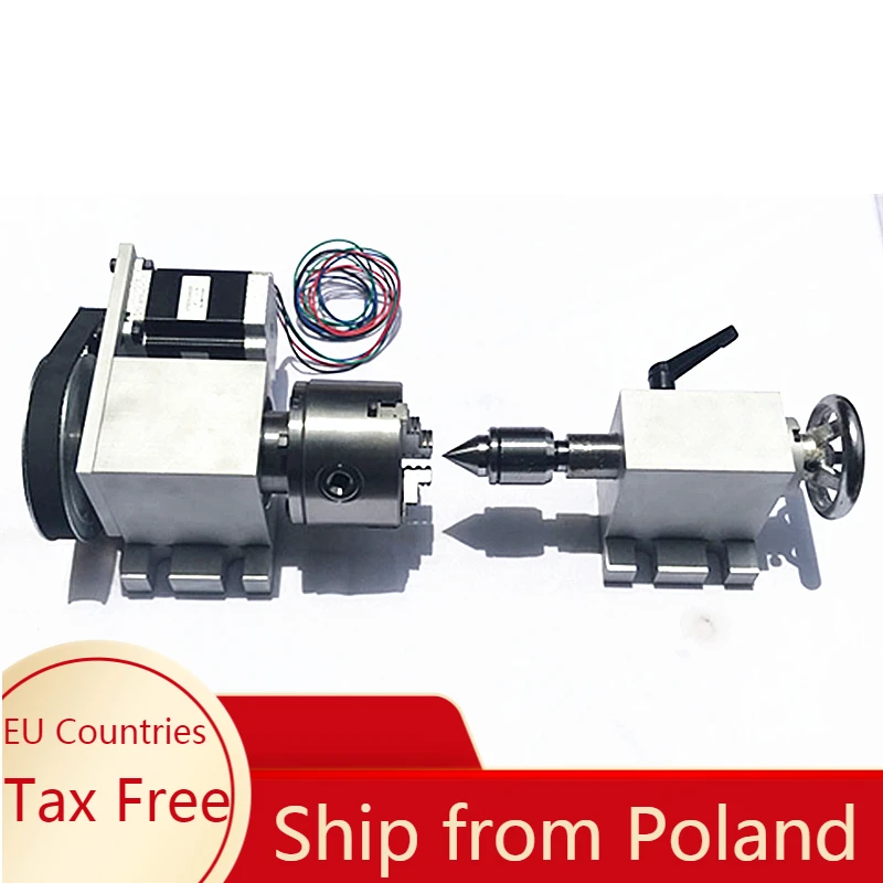 65MM Center Height 80MM 3 Jaw Chuck CNC Tailstock and Rotary A Axis 4th Router Part | Инструменты