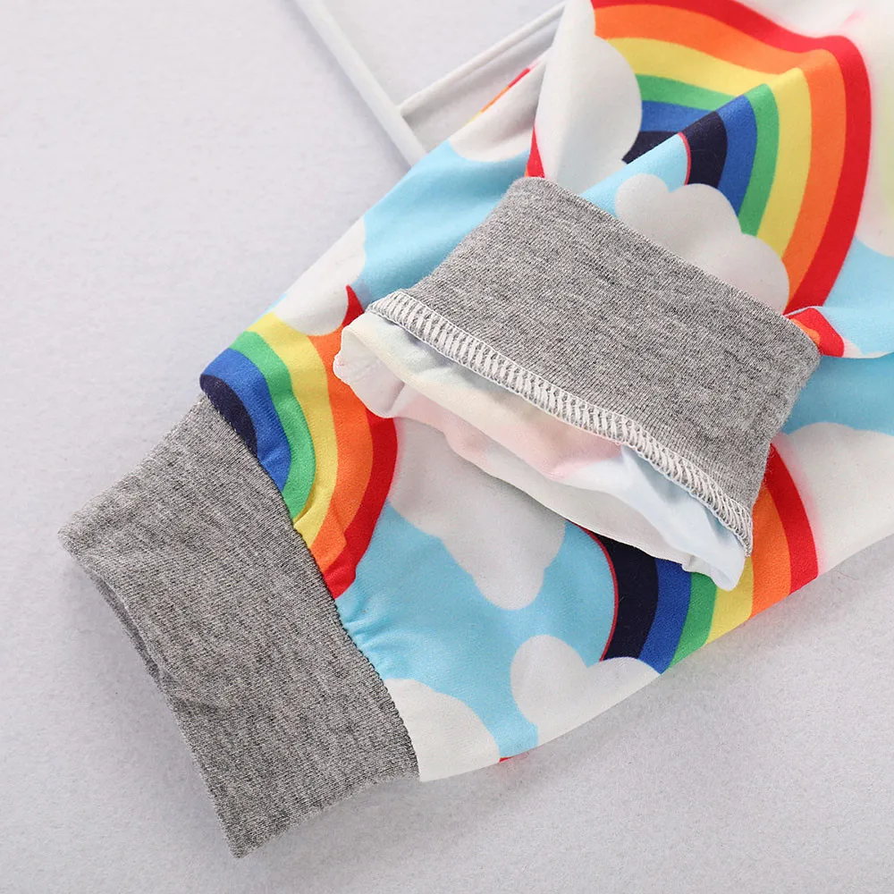 

2021 New Infant Baby Girls Boys Letter Print Romper Jumpsuit Rainbow Pants Outfits Set Roupao Infantil Infant Clothes Set#4