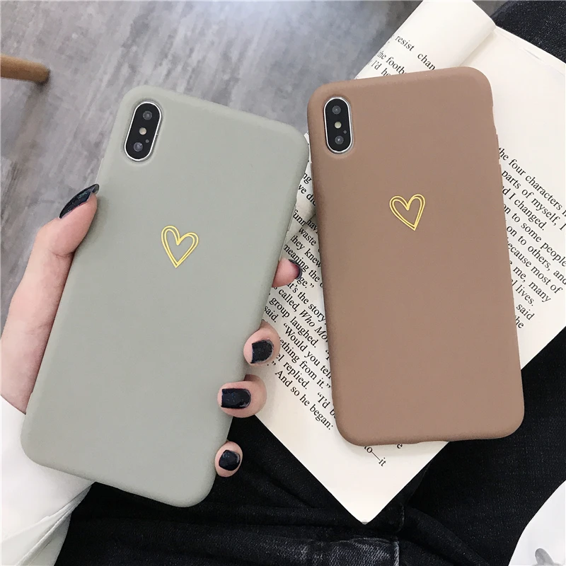 Креативное любящее сердце Мягкий чехол для телефона iphone 6 6S 7 8 Plus пары Золотой