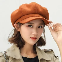 winter beret hat for women solid plain autumn octagonal newsboy cap elegant ladies casual adjustable wool hat girls painter caps