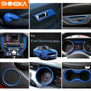 Автомобильный Стайлинг SHINEKA для Ford Mustang, синие декоративные наклейки для салона автомобиля Ford Mustang 2015 + защитные аксессуары