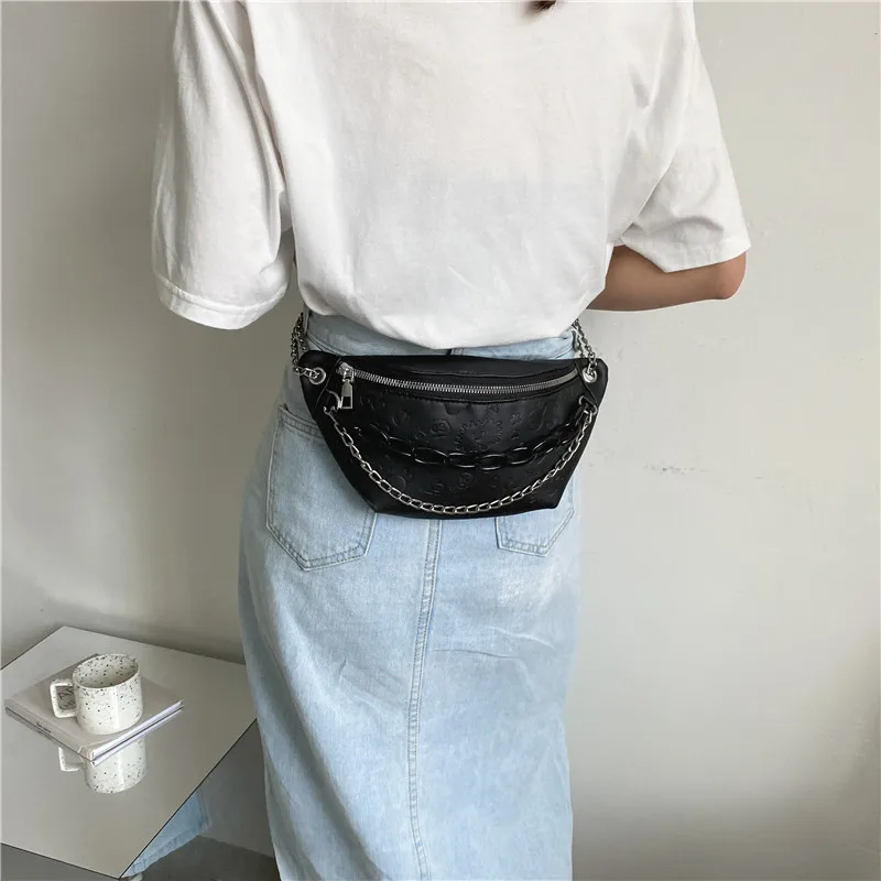 

Leather Woman Waist Bag Fashion Chain Chest Bags High Quality Luxury Shoulder Bag Messenger Packs Belt Bag Fanny Pack for Women