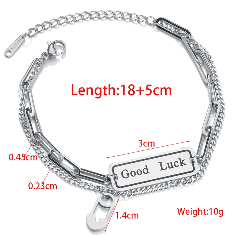 

Punk Double Stainless Steel Bracelet Pendant Silver Color Thick Chain Bracelets For Women Charm Bracelet Party Fashion Jewelry