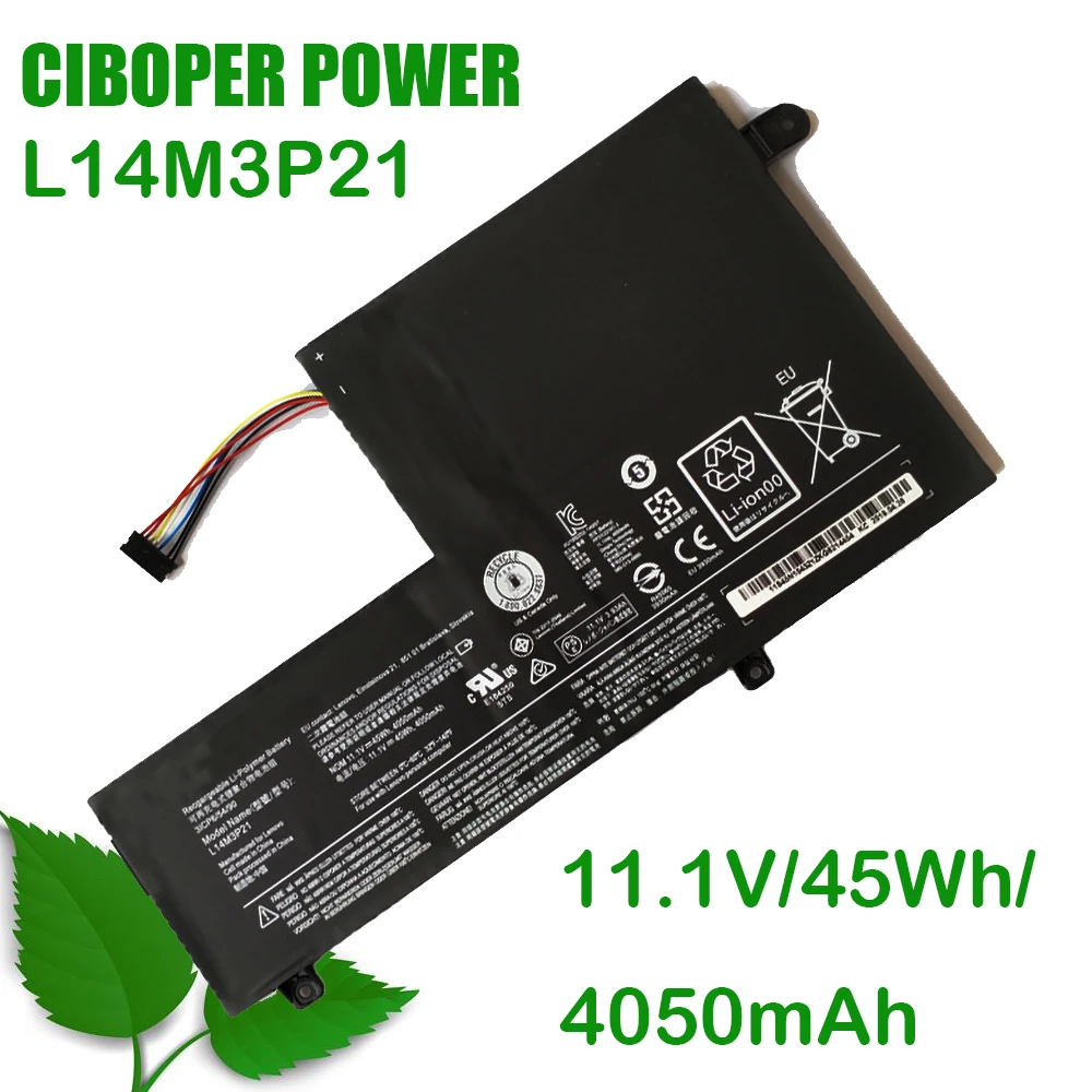 CP новый настоящая аккумуляторная батарея для ноутбука L14M3P21 11 1 V 45Wh Flex 3 1470 1570 4 Yoga 500