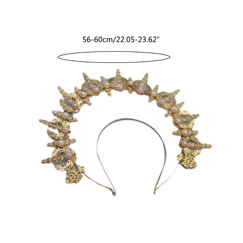 

U90E Vintage Halo Headband Lolita Jewelry Accessories Hollow Embossed Crown DIY Materials Halloween Costume Photo Props