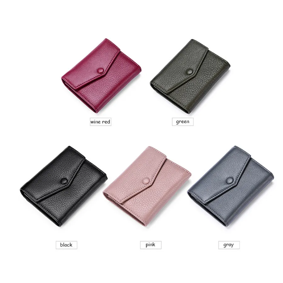 

Women Wallets Small Genuine Leather Purse Ladies Card Bag For Female Short Clutch Purse Money Clip Three Fold Femme Wallet