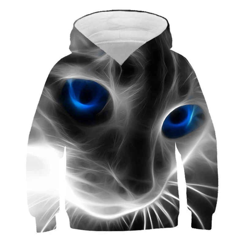 

Cat Hoodies 3D Animal Printing Children's Clothes Novelty Pattern Hoodies 4-14T Long Sleeve Pullover Boy Girls Casual Sweatshirt