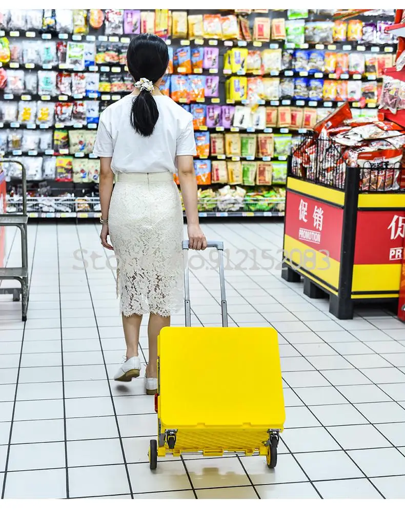 Складная тележка для покупок продуктов маленькая супермаркетов портативная