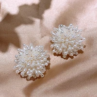 korean fashion imitation pearl flower earrings for women vintage exaggerated firework pearl earrings wedding jewelry 2021 new