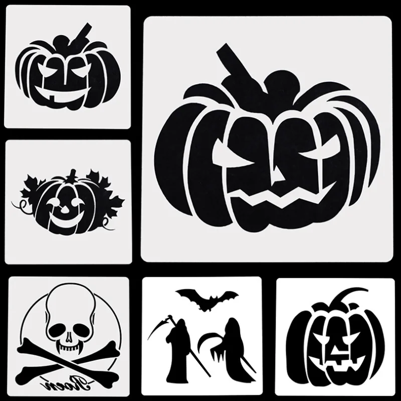 

2pc Witch Pumpkin Stencil Painting Template Stencils For Walls DIY Scrapbooking Coloring Embossing Plastic Reusable 15cm