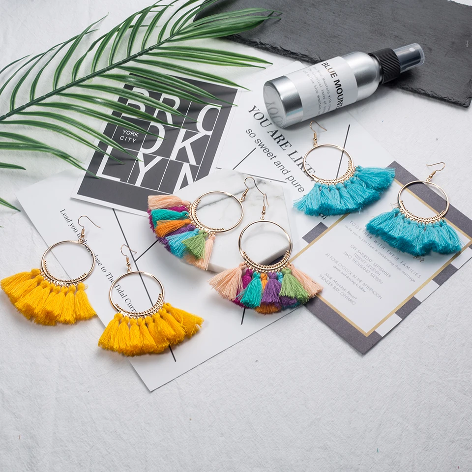 Модные богемные этнические серьги с бахромой для женщин новинка 2020 Золотые