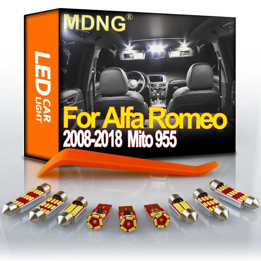 

MDNG 10Pcs Canbus Auto LED Bulbs Interior Map Door Dome Glove Box Light Kit For 2008-2018 Alfa Romeo Mito 955 Car Accessories
