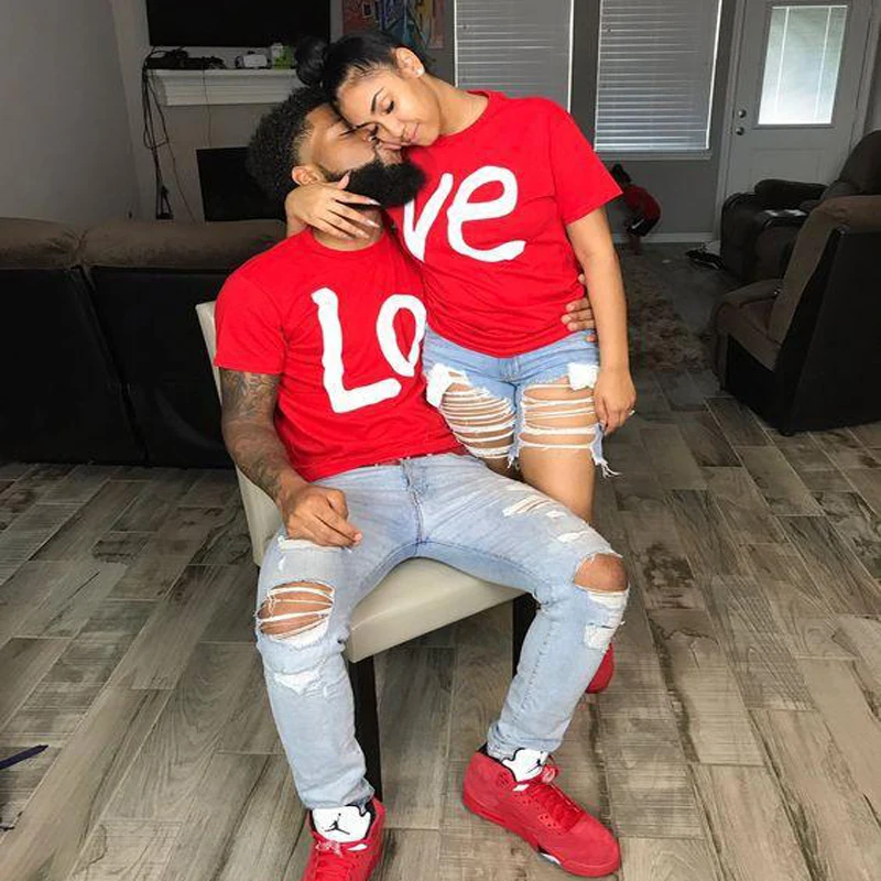 E-BAIHUI Letter Spliced Couple t shirt Red Basic Simple shirts Female Casual Tops Tee Short Sleeve O Neck for Man T-315 | Мужская одежда