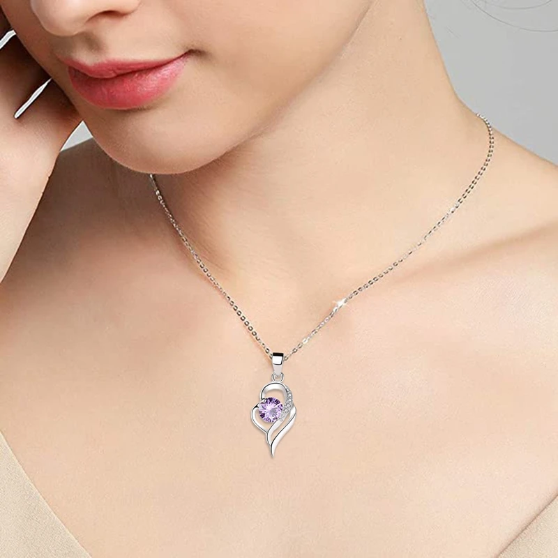 

45CM 925 Sterling Silver New Woman Fashion Jewelry Crystal Zircon Heart Pendant Necklace Accessaries