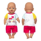 45 см Reborn Baby Doll, комплект одежды, рубашка в полоску, комбинезон, шапка, 18 дюймов, Детская кукла, одежда