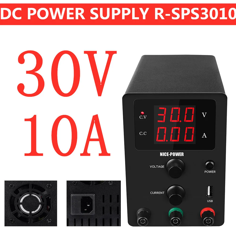 R-SPS3010(30V 10A) Черный Мини 30 в 10A 60 в 5A DC Импульсный регулируемый источник питания Регулируемый источник питания подходит для телефонов 30 в - Цвет: R-SPS3010(30V 10A)