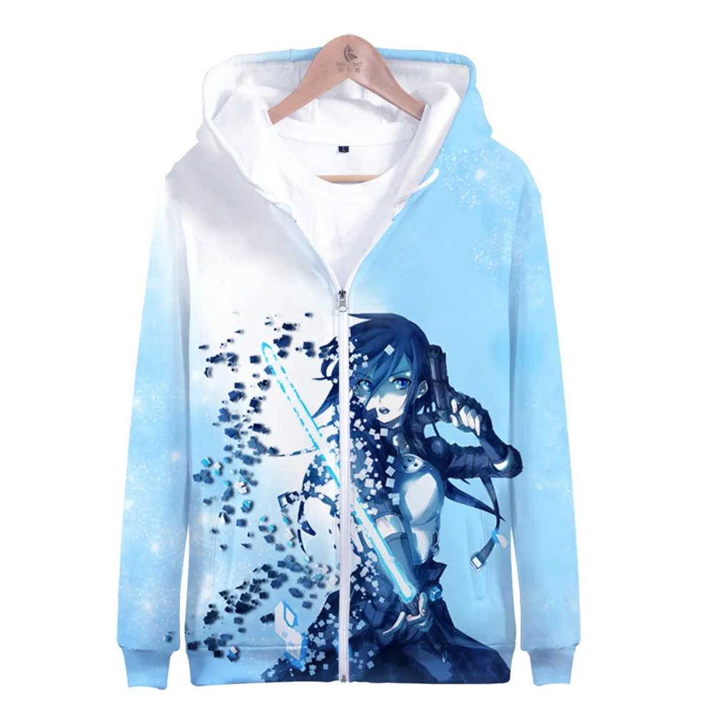 

Anime SAO Sword Art Online 3D print hooded Zipper Jacket Cosplay Costume School Uniforms Mens Hoodies Sweatshirts streetwear