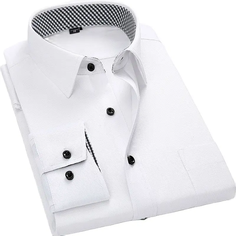 Рубашка мужская Рабочая с воротником в стиле пэчворк белая однотонная саржевая