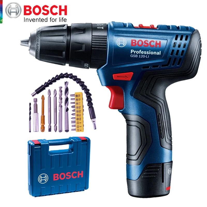 

Электрическая дрель Bosch GSB120LI (одна батарея), фотоэлектрическая дрель, домашняя многофункциональная электрическая отвертка, инструмент для ...