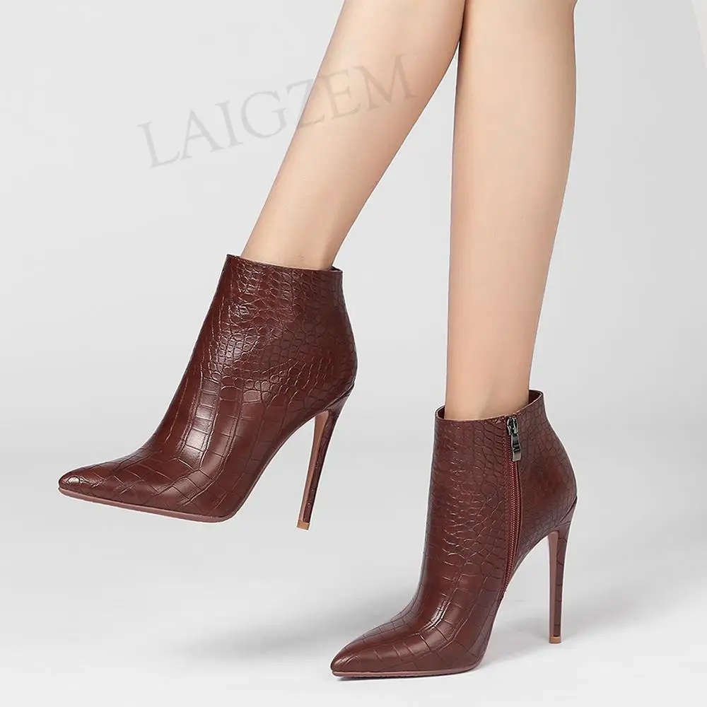 Женские ботильоны из крокодиловой кожи на высоком каблуке|Женские полусапожки| |