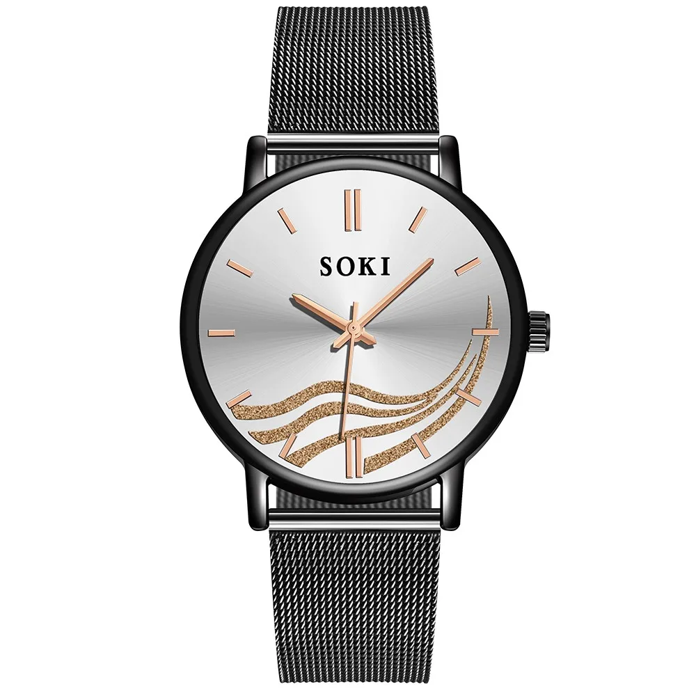 

Men's simple mesh strap quartz watch business casual stainless steel mesh belt watch simple dial quartz watch 40*