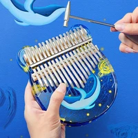 17 keys kalimba acrylic finger piano whale starry sky pattern with bag tuning hammer gift high quality colorful mbira 21 keys