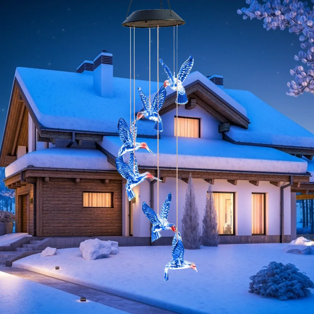 

Energy Efficient Solar Color Changing LED Butterfly Wind Chimes Balcony Child Room Decor Garden Hanging Light Lamp Decoration