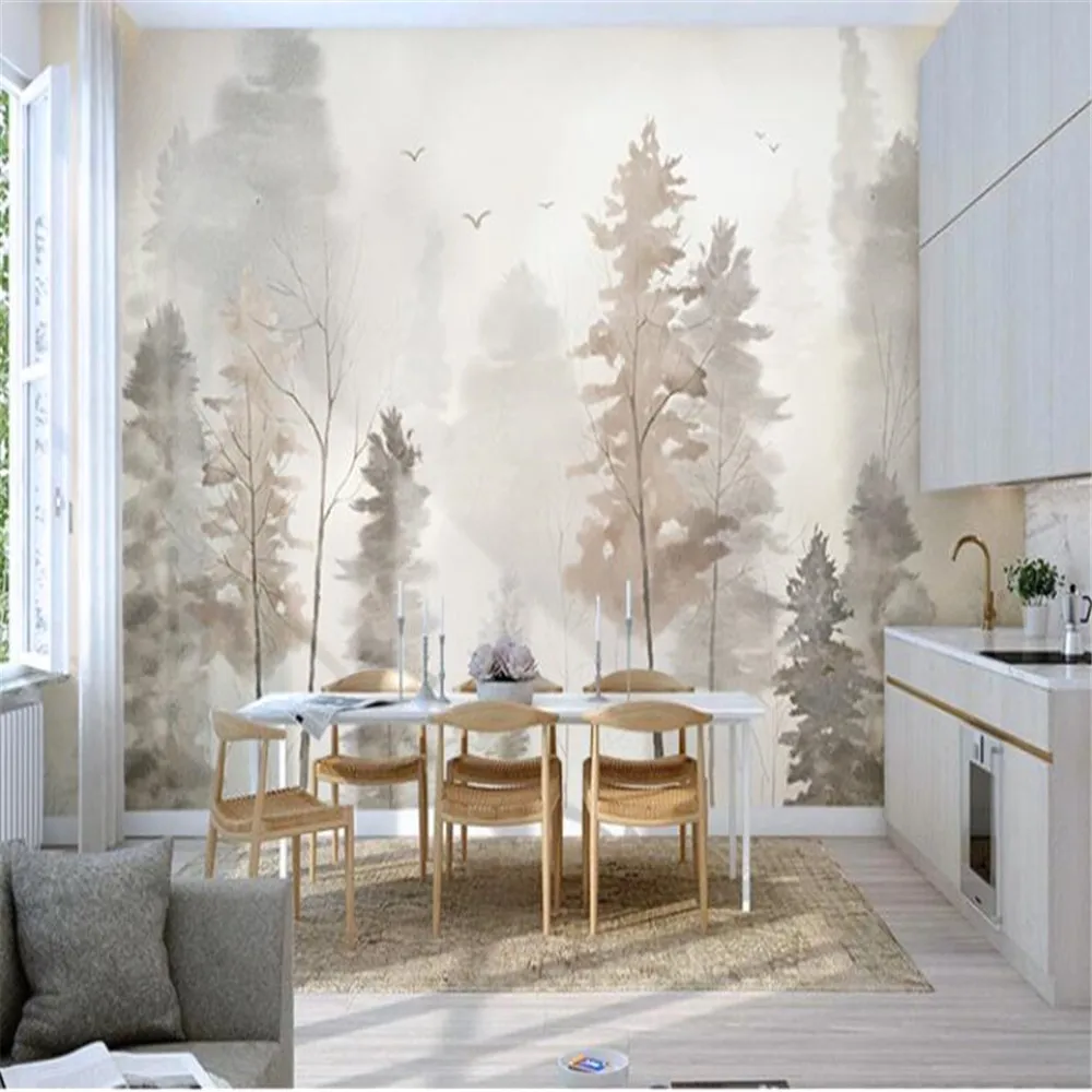 Milofi custom 3D wallpaper mural Nordic style wallpaper modern minimalist style wallpaper forest wall cloth bedroom wall cloth i
