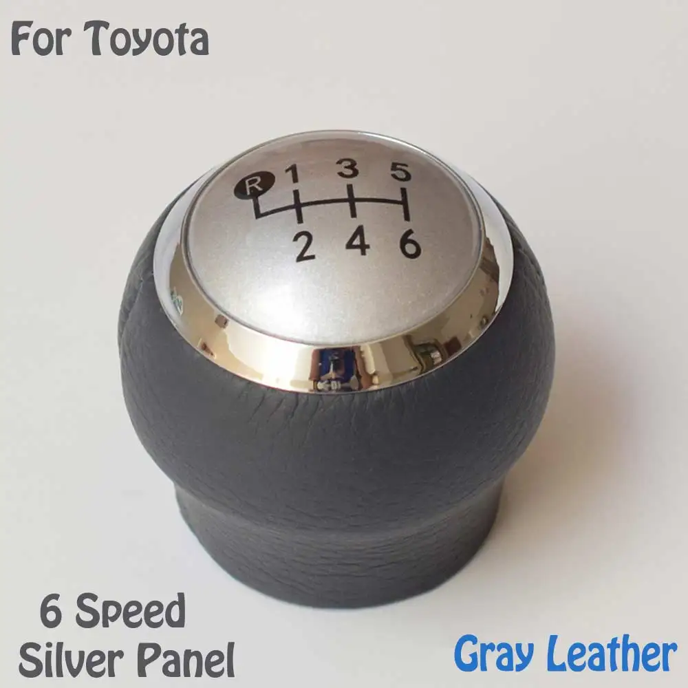 6 S-gray leather Автомобильный стиль, ручка переключения передач, головка 5/6 скорости, черный/серый, кожа, для Toyota Corolla 1.8MT Verso Yaris 2007-2009 2010-2013 - Название цвета: 6 S-gray leather