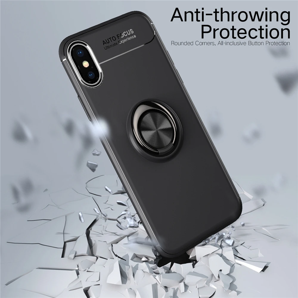 Car Magnet Shockproof Case For iPhone 11 pro max 5 5s 6s 6 7 8 Plus X Xr Xs Max TPU Cover Rotating Metal Ring Stand |