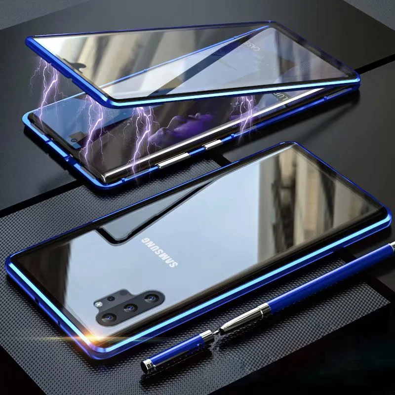 Blue Чехол для samsung Galaxy Note 10 Plus, магнитный чехол для samsung. S 8.S 9.S 10. Plus, чехол для samsung Note8 Note9, чехол s - Цвет: Blue