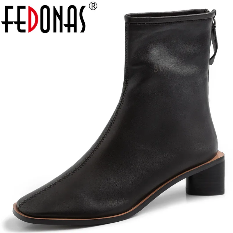 FEDONAS/Новинка женские ботинки Челси на высоком каблуке сезон осень зима