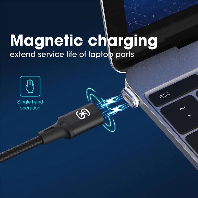 Магнитный зарядный кабель SIKAI 100 Вт PD для быстрой зарядки USB-C Type-C Macbook Pro ноутбука |