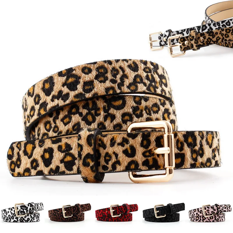 Женский ремень с леопардовым принтом металлической пряжкой|Женские ремни| |
