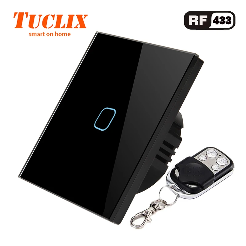 EU-RF-01 Black-X04 TUCLIX ЕС стандартный умный настенный выключатель дистанционного управления 1 комплект 1 способ беспроводной пульт дистанционного управления сенсорный светильник переключатель - Цвет: EU-RF-01 Black-X04