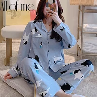 womens pajamas set pijama lingerie for female homewear spring v neck long sleeves trousers suit sleepwear pyjamas sets viscose