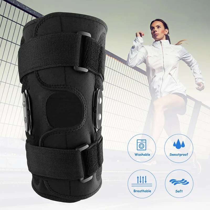 

4 sizes Adjustable Kneelet Knee Brace Patella Support Protector Alloy Hinged Sports Stabilizer Kneepad Wrap