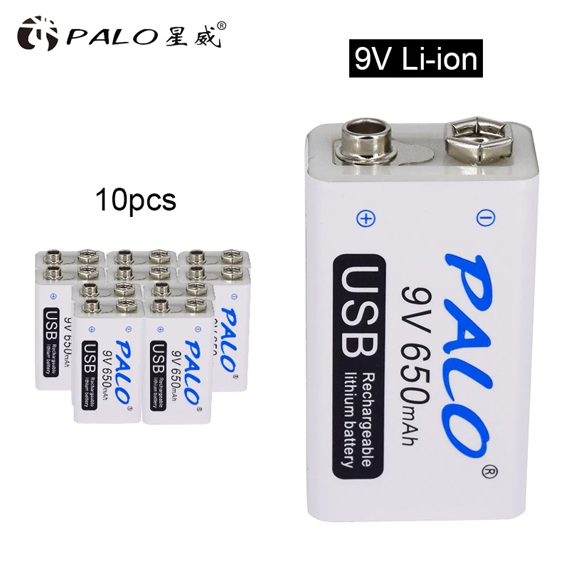 9V 6F22 650mAh литий-ионная аккумуляторная батарея микро USB батареи 9 v литиевые для мультиметра микрофона игрушки дистанционного управления KTV использования - Цвет: 10pcs