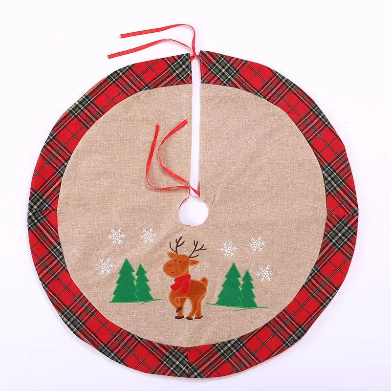 Новые рождественские украшения льняная машина вышитая юбка для дерева 90 см отель