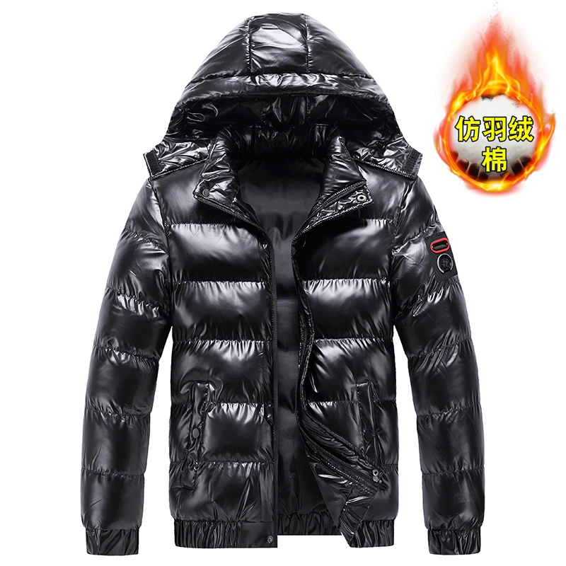 Silver Male Shiny Winter Fashion Warm Man Parka Waterproof Jacket Men Casual Coat Streetwear Windbreaker