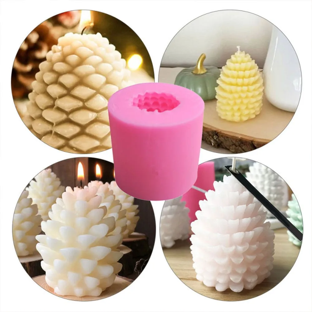 

3D Pine Cone XMAS Silicone Cake Fondant Mold Wax Clay Soap Candle Making Moul Handmade Aromatherapy Pinecone Candle Making Mould
