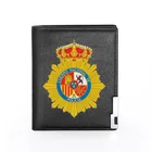 Высококачественный классический кожаный кошелек с надписью полиция Испании, кожаный кошелек с принтом, держатель для кредитных карт, короткий кошелек