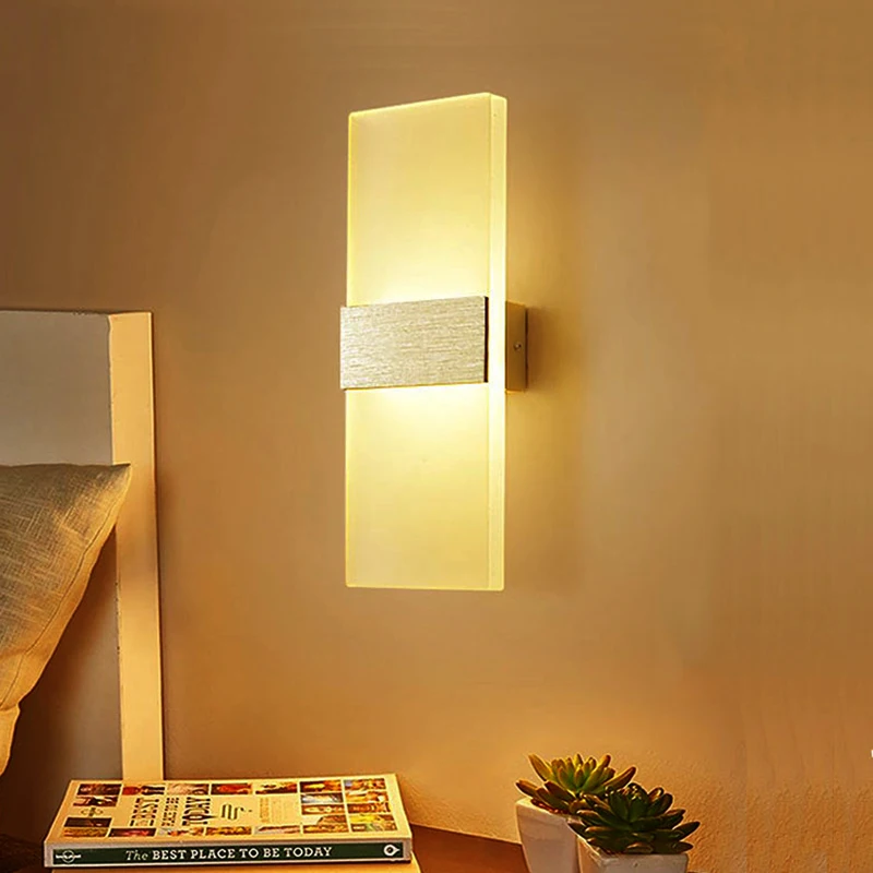 

Modern Simple Bedroom Bedside Acrylic wall lamp Creative LED rectangular ellipse бра home decor luminaria induction wall light
