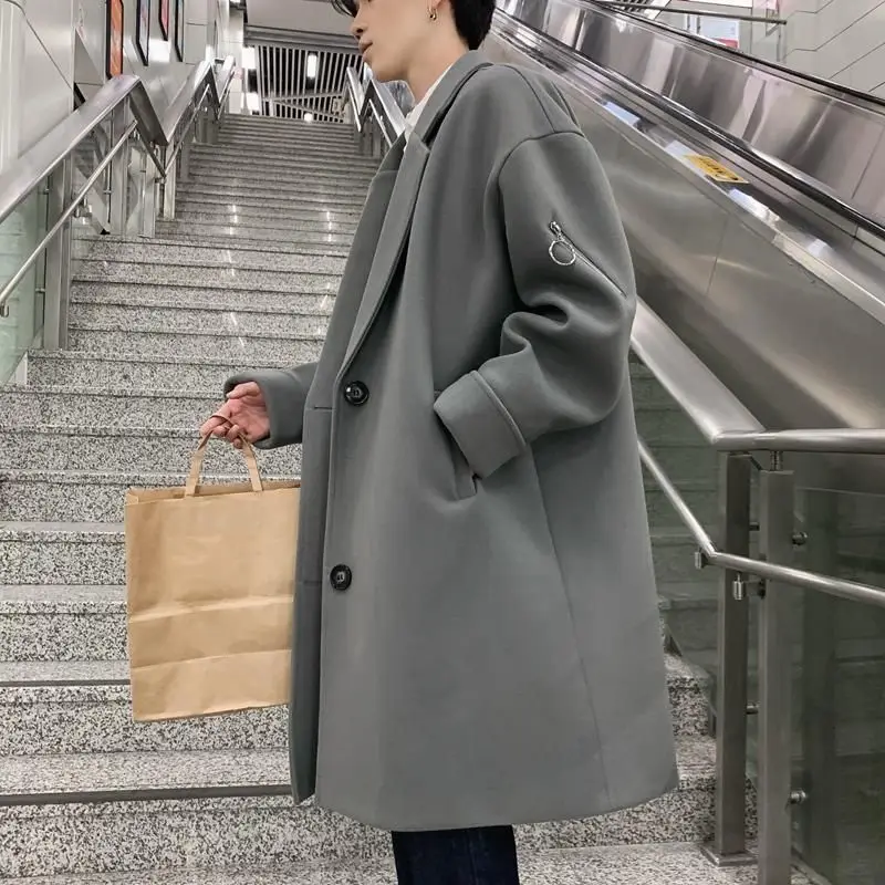 

Пальто мужское шерстяное, оверсайз, весна-осень, 2021